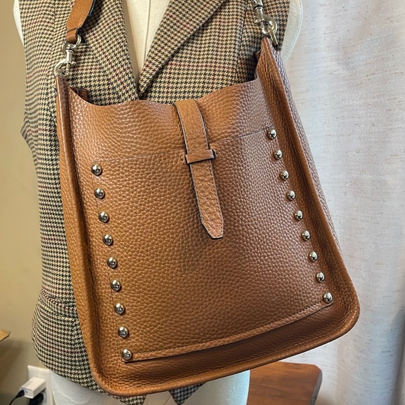 Rebecca Minkoff Handbags - Rebecca Minkoff Brown Pebbled Leather Studded Shoulder Bag